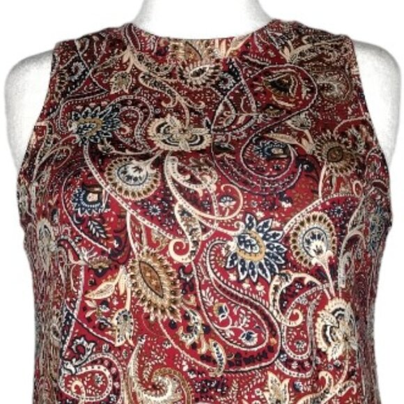Alyx Size L Red Multi Color Paisley Print Sleeveless Top - Picture 3 of 5